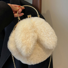 毛绒绒包包女2025秋季新款小众洋气链条斜挎包女士手提毛毛小圆包