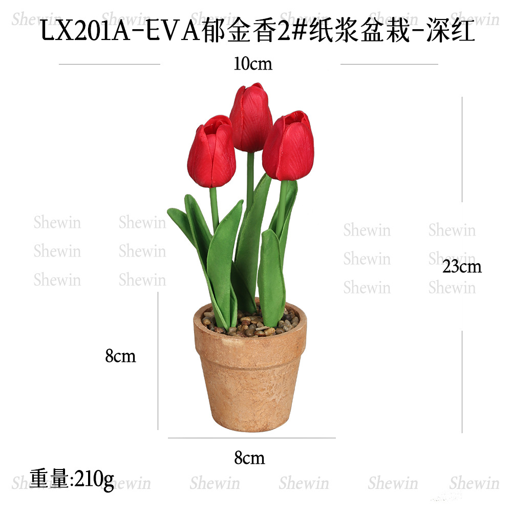 Venta caliente Eva espuma pulpa de tulipanes macetas flores de simulación Pu mini tulipanes decoración de escritorio doméstico bonsái