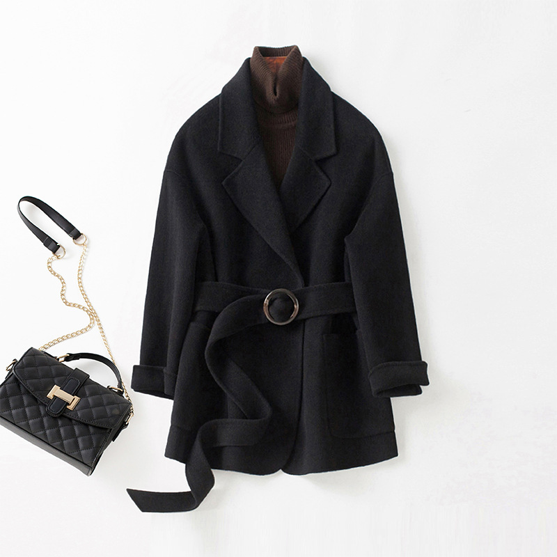 Spring double-sided cashmere long woolen coat for leisure, jacket, trend of season, mid-length, oversize