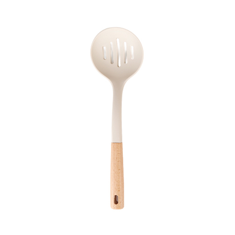 Mujeres de madera transfronterizos de silicona 10 piezas de cocina de almacenamiento conjunto de cocina antiadherente de grado alimenticio cocina cucharas de arroz de cocina resistentes a altas temperaturas