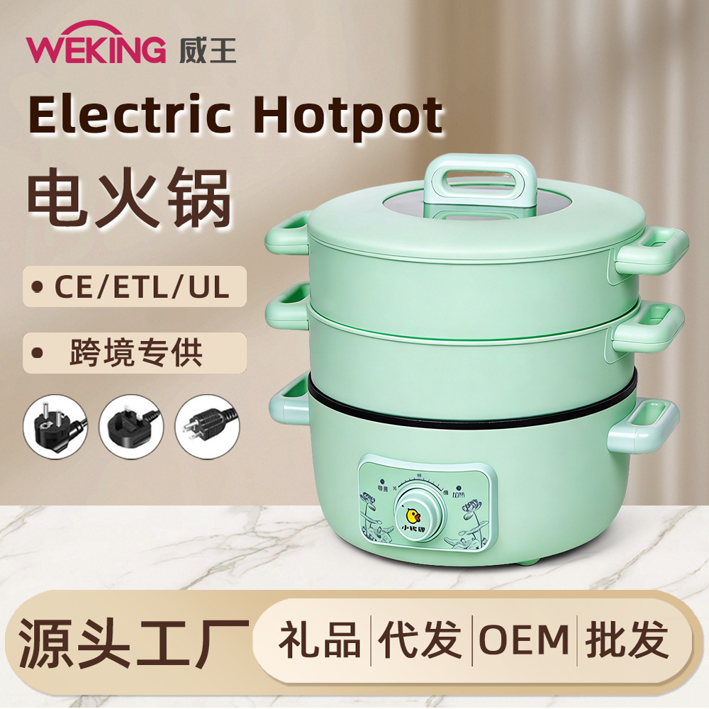 Electric Hot Pot Multifunctional Household Electric Cooking Pot with Steamer 4L Capacity Non-Stick Gift Wholesale Large Capacity Barbecue