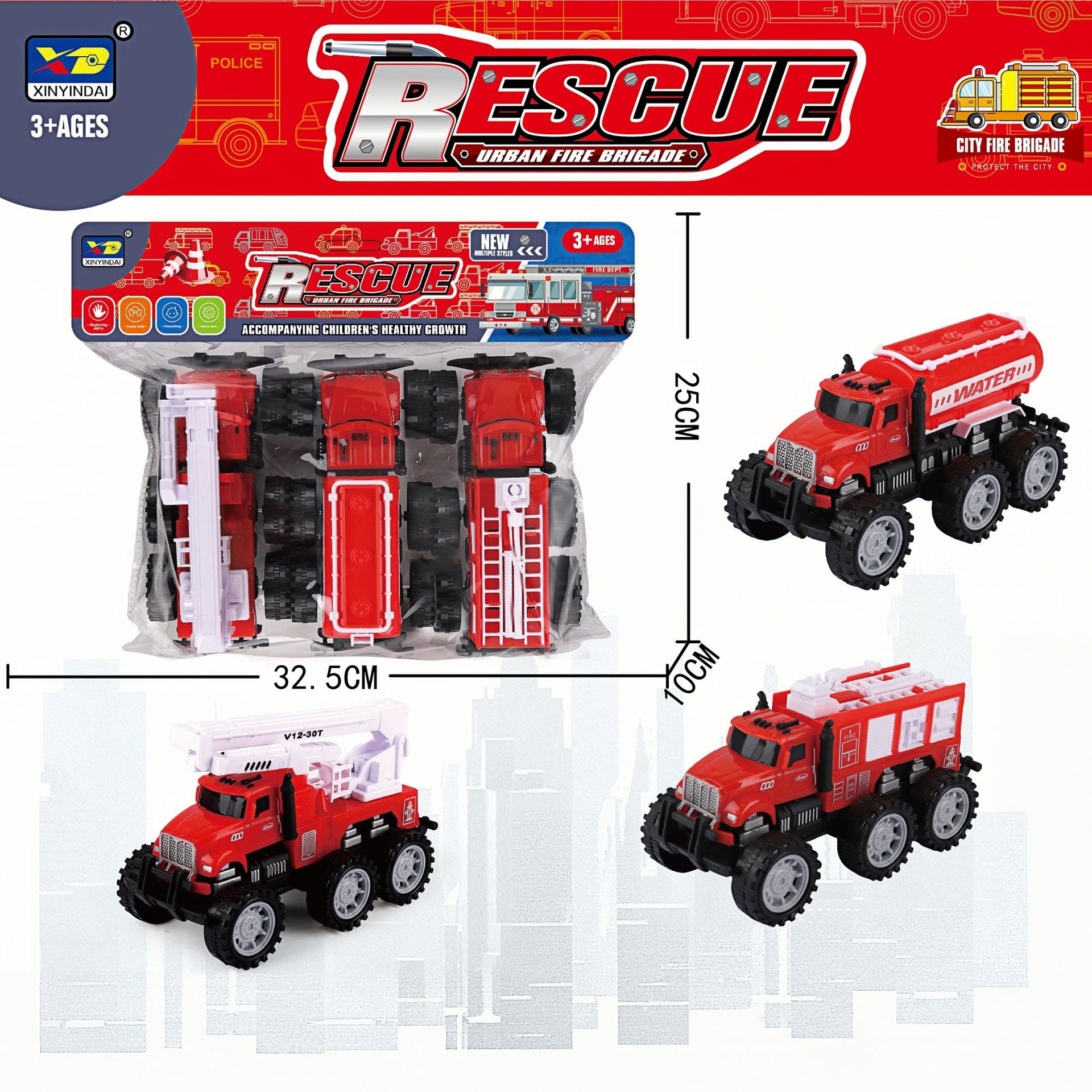 Juguete de Coche de Ingeniería de Inercia Plástico con Deslizamiento para Niños