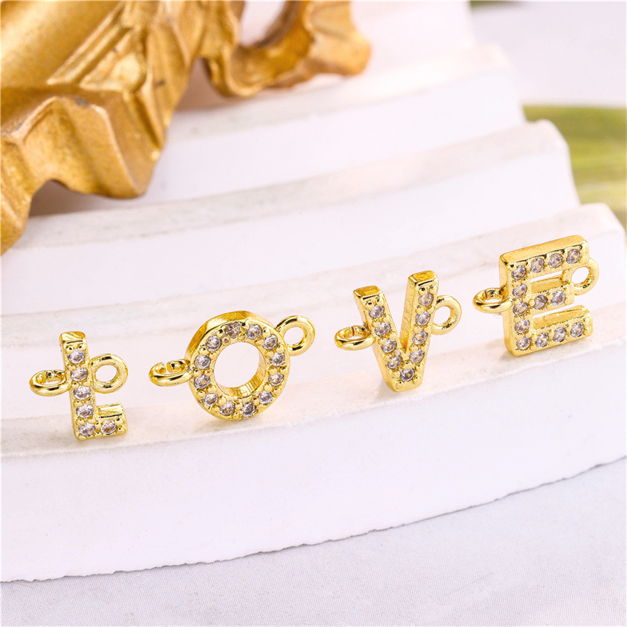 3g Weight Connectors Jewelry Making Type 7.7*13mm Jewelry Making Size Zircon Inlay Material DIY Jewelry Accessories, Bracelets Classification 1 Piece Quantity Copper Material Letter, Word Pattern Simple Style Style Beaded, Inlay Craft 1 Piece 7.7*13mm Copper Zircon Letter Word Connectors DIY Jewelry Accessories Bracelets 3