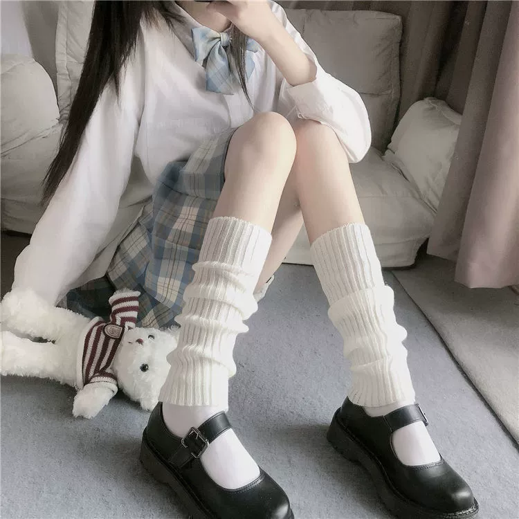 Корея сохранение тепла милые носки-гольфы с coloured woolen knitted gaiters для учащихся младших классов, средней длины