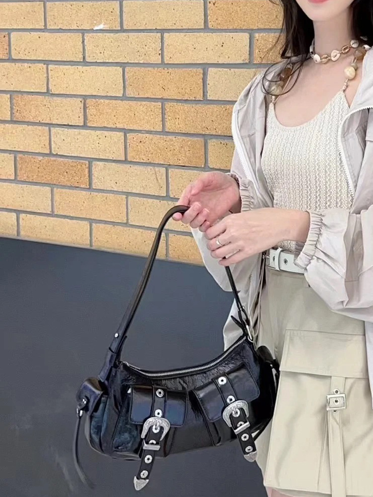 Nischendesigner's Internet berühmte Gürtelschnalle mit mehreren Taschen, Einzelschulter-Hochleistungs-Damenhandtasche, neu_voghion.com