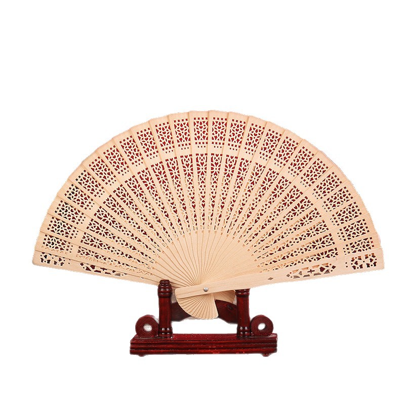 Ventilador plegable de estilo antiguo ventilador de sándalo ventilador de sándalo ventilador de fragancia birmana para enviar a los extranjeros fácilmente abierto y cerrado