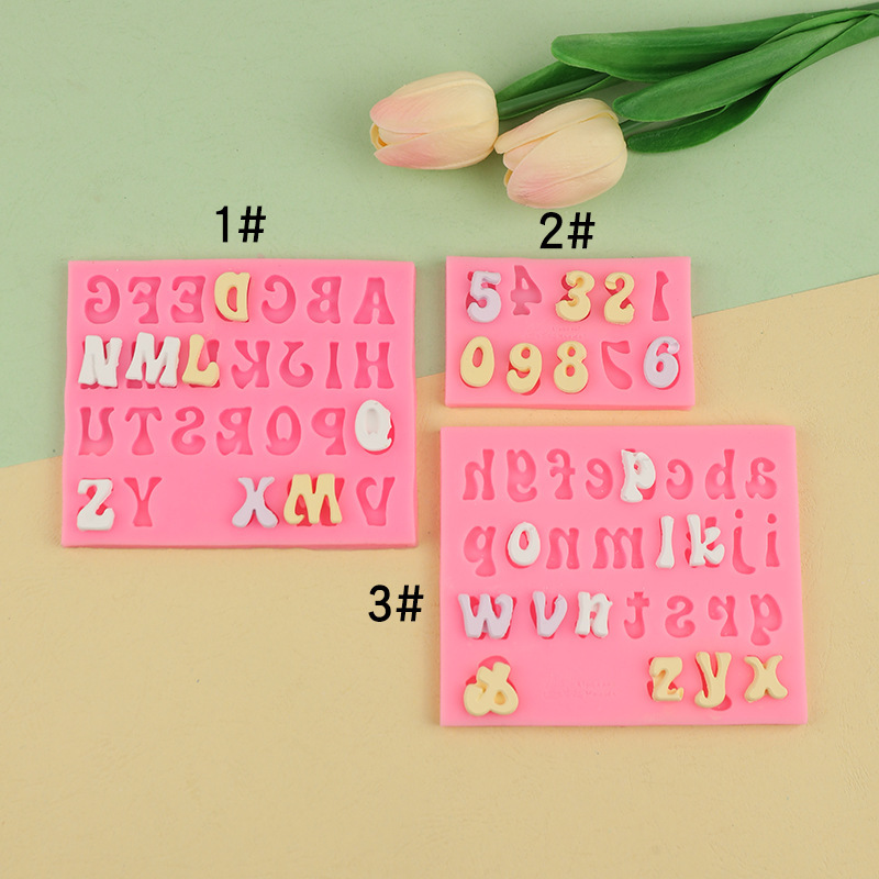 DIY new case 26 English letters and numbers chocolate silicone mold handmade fondant cake baking mold