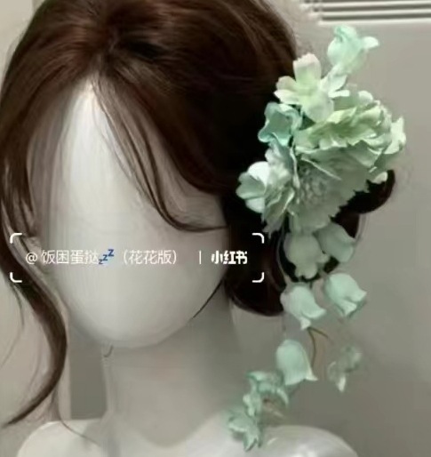 新しい中国風の森のスズランの花のタッセルヘアピンブライダルパープルヘアアクセサリーサイドクリップインターネット有名人の写真誇張アクセサリー|undefined