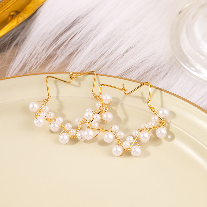 30g Weight Earrings Classification 1 Pair Quantity Daily Occasion Metal Material Star Pattern Women'S Gender Handmade Design Fashion Style 1 Pair Fashion Star Metal Handmade Women's Earrings 2