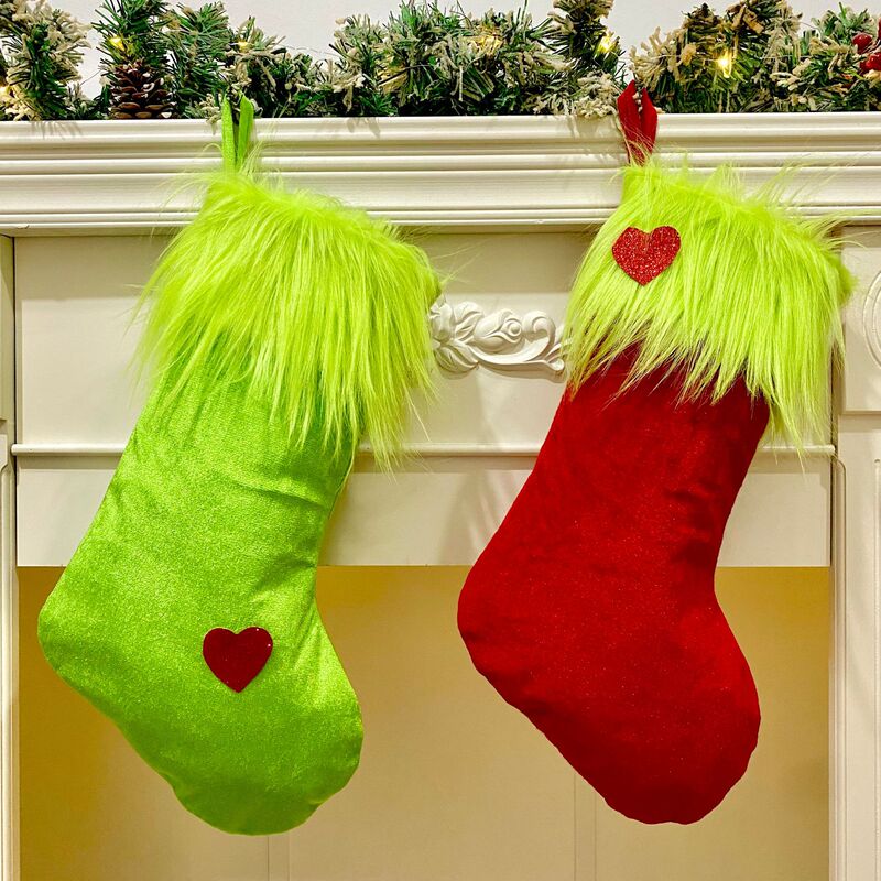Cross-Border Christmas Decoration Supplies Christmas Socks Green Plush Grinch Gifts Candy Bags Christmas Tree Decorations Cross-Border Christmas Decoration Supplies Christmas Socks Green Plush Grinch Gifts Candy Bags Christmas Tree Decorations