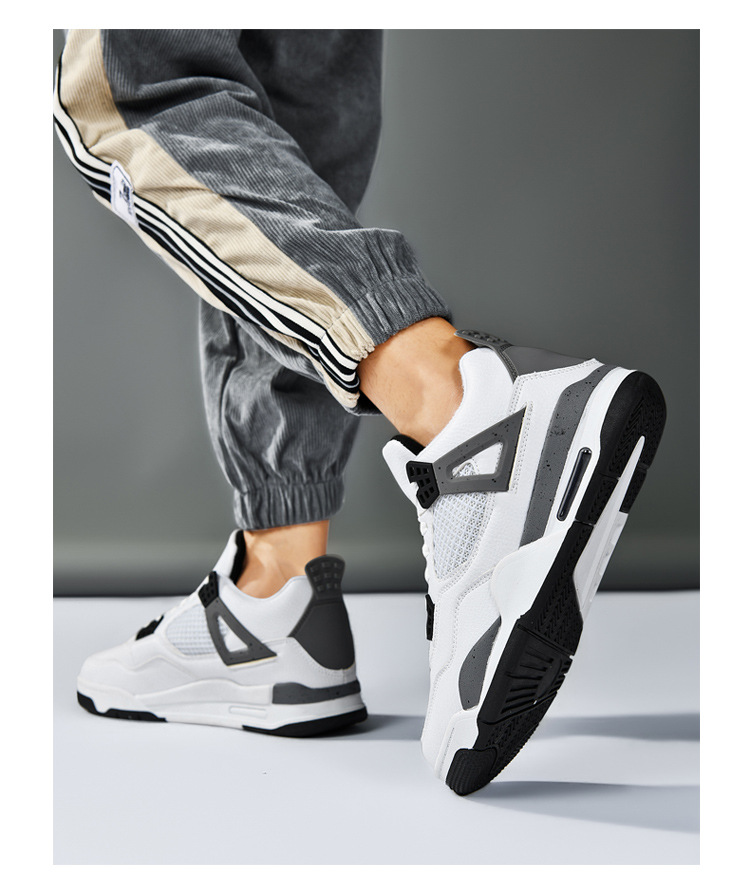 Giày thể thao nam AJ4 phong cách đường phố, sneaker unisex dễ phối đồ — AJ4 đen xám chi tiết 35