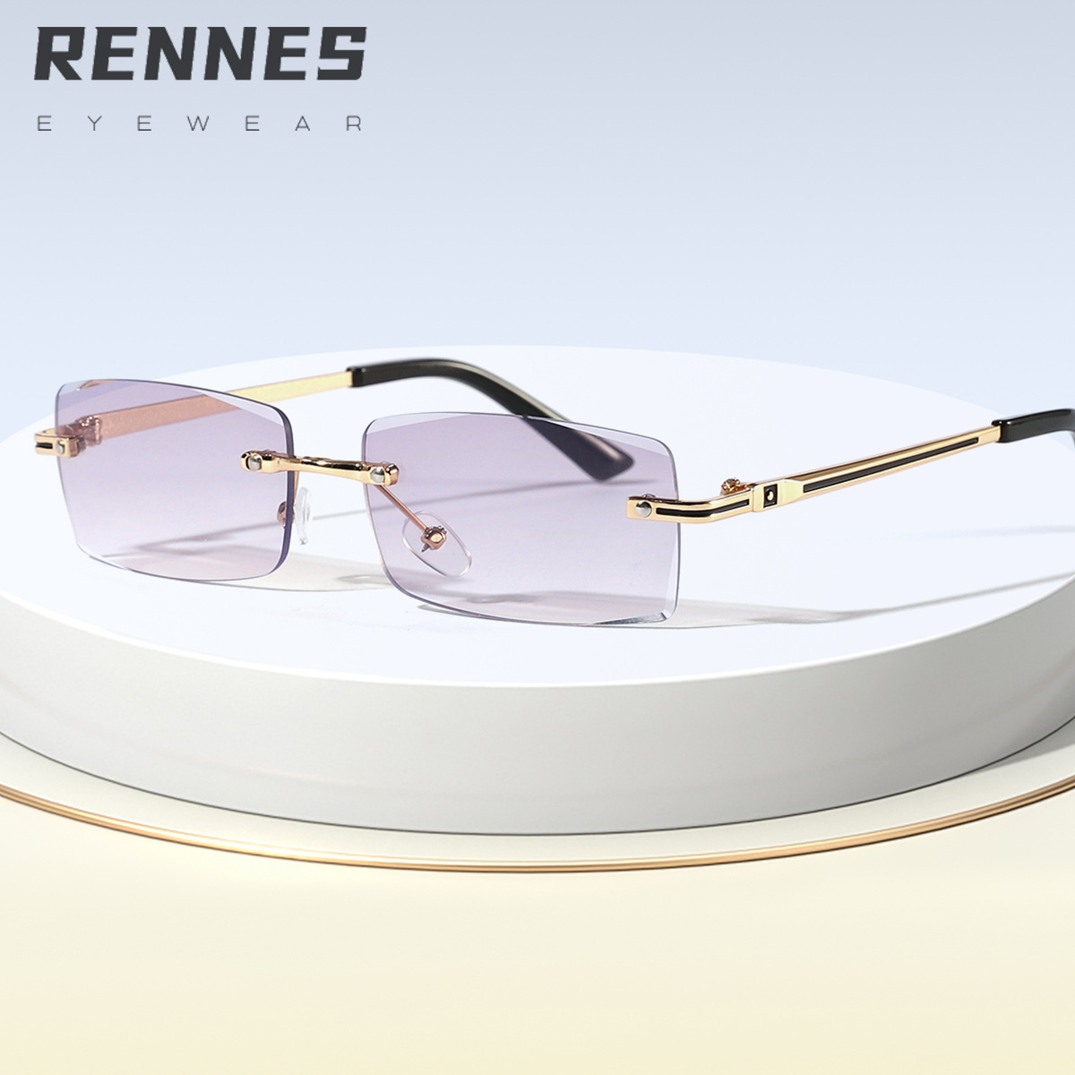 Nuevas gafas anti-azul rectangulares sin montura de metal retro transfronterizas para hombres y mujeres gafas de marco de miopía de negocios Glasses