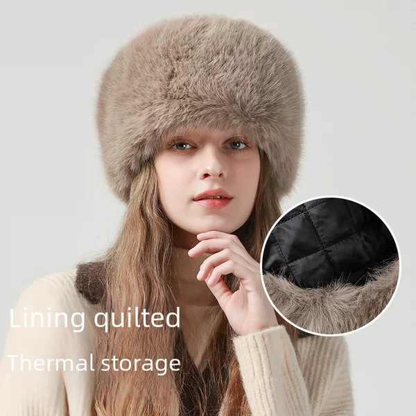 Cross-Border Autumn and Winter Hats, Furry Bucket Hats with Added Fleece and Thickened Lining for Cold Protection and Warmth, Large Head Circumference, Face-Slimming Plush Bucket Hat