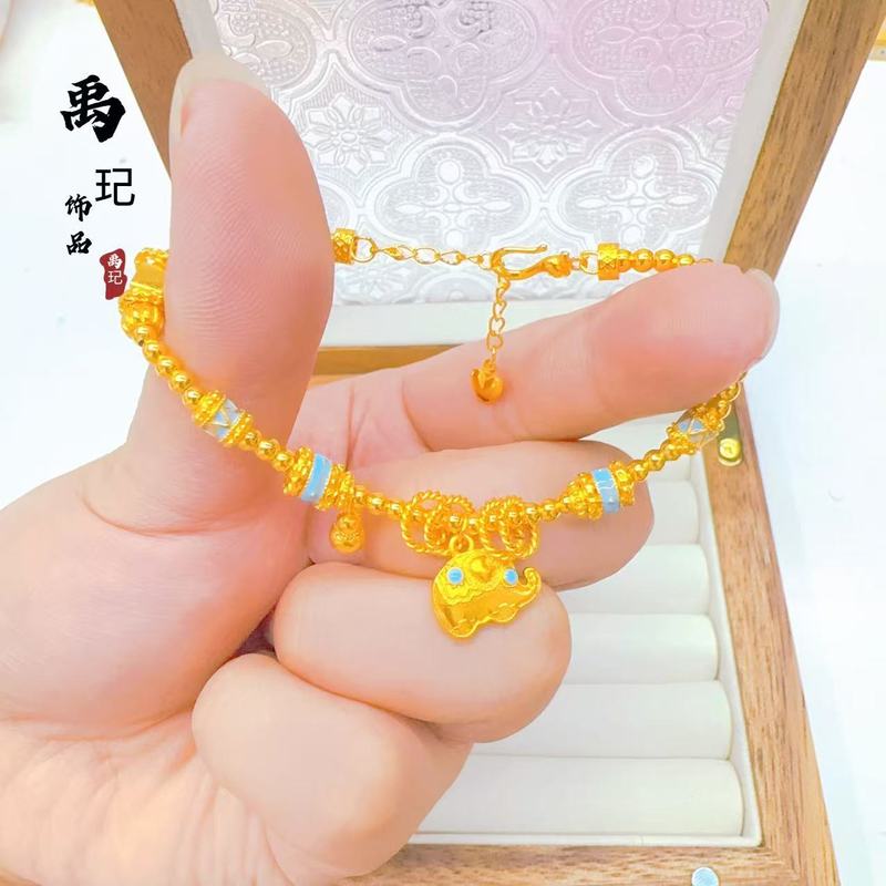 金店同款沙金墩墩吉象跑环diy项链手链新中式吉祥如意锁骨链批发|undefined
