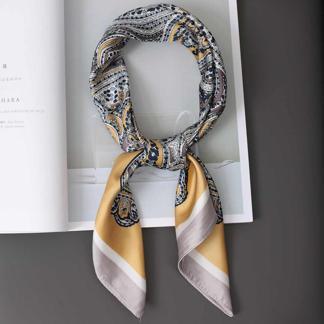 Naikan Classic~Fiore di anacardo quadrato piccolo in seta da donna, protezione per il collo primaverile e autunnale con camicia, abito, sottile_voghion.com