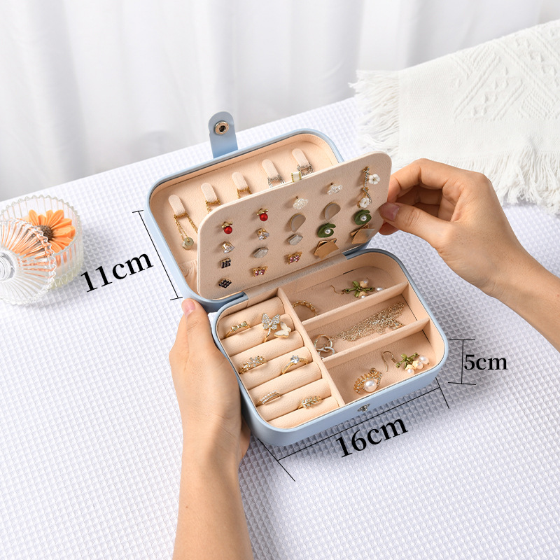 シンプルなinsクロスボーダー携帯鏡ジュエリーミニ韓国版女性ジッパーバッグネックレス指輪アクセサリー収納ケース