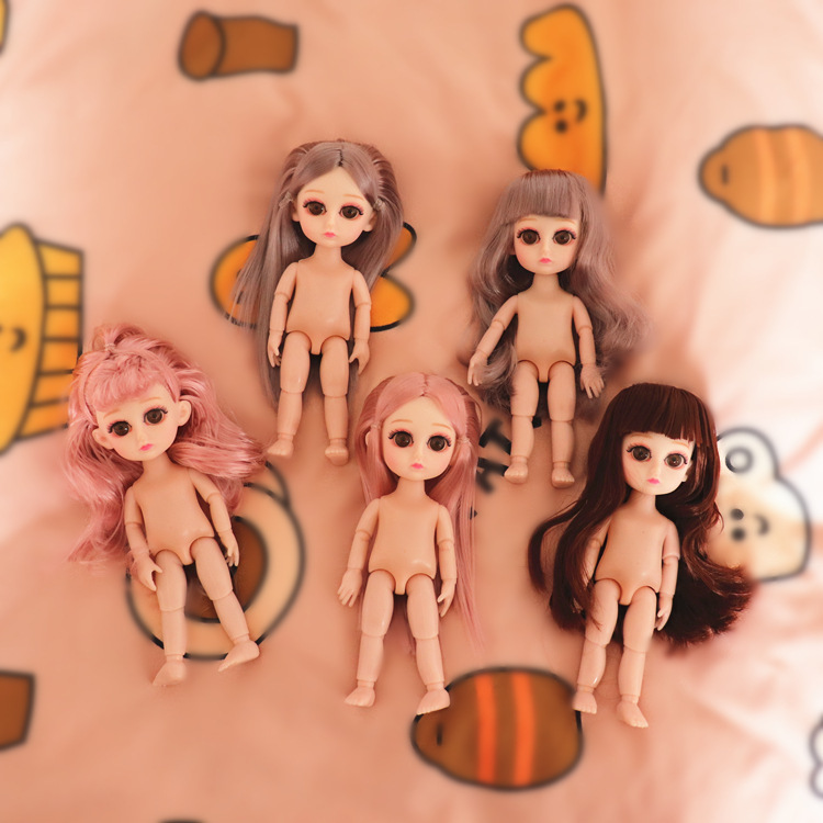 Lele Barbie Doll 17cm Confused Nude Doll Body 3D Real Eyes 13-Joint Little Leaf Role-Playing Toy