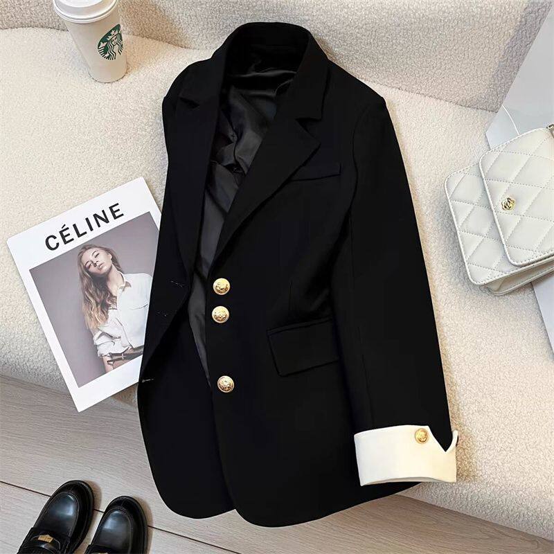 Áo blazer vest nữ thiết kế cao cấp dáng suông, tay dài, cổ vest, phối màu, phong cách Hàn Quốc — Khoai môn tím, gừng vàng, màu xanh ngọc lục bảo, màu xanh nhạt