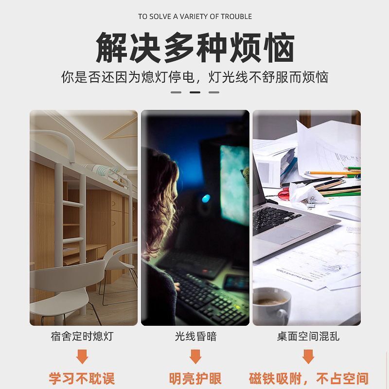【新人立减5元】宿舍神器LED护眼台灯学习书桌USB磁吸长条灯管|undefined