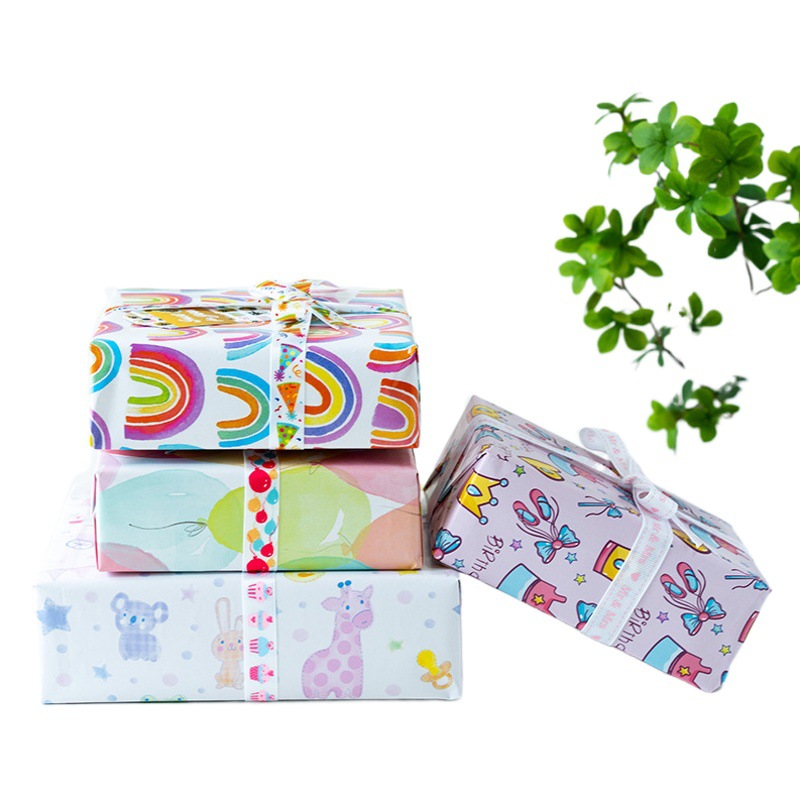 Papel de regalo colorido de Amazon, papel de regalo para el Día del Niño, papel estucado, papel de fondo, papel para cubiertas de libros, venta al por mayor