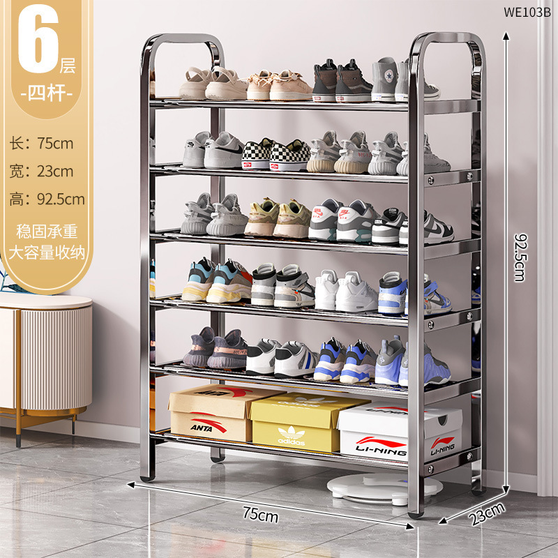 Nuevo tipo de acero inoxidable simple rack de zapatos domésticos multicapa interior rack de almacenamiento de zapatos dormitorio puerta de alquiler de tipo económico