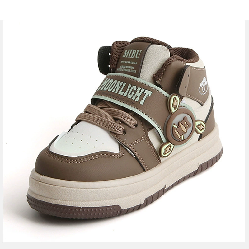 Children's sports shoes, high casual footwear for boys, sneakers, soft sole