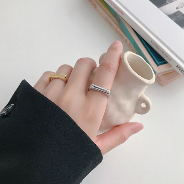 men's Stackable Rings Minimalist Geometric Rectangular Women, Trendy Niche Style For Men, Simple Stackable Ring, Versatile And Unique,_voghion.com