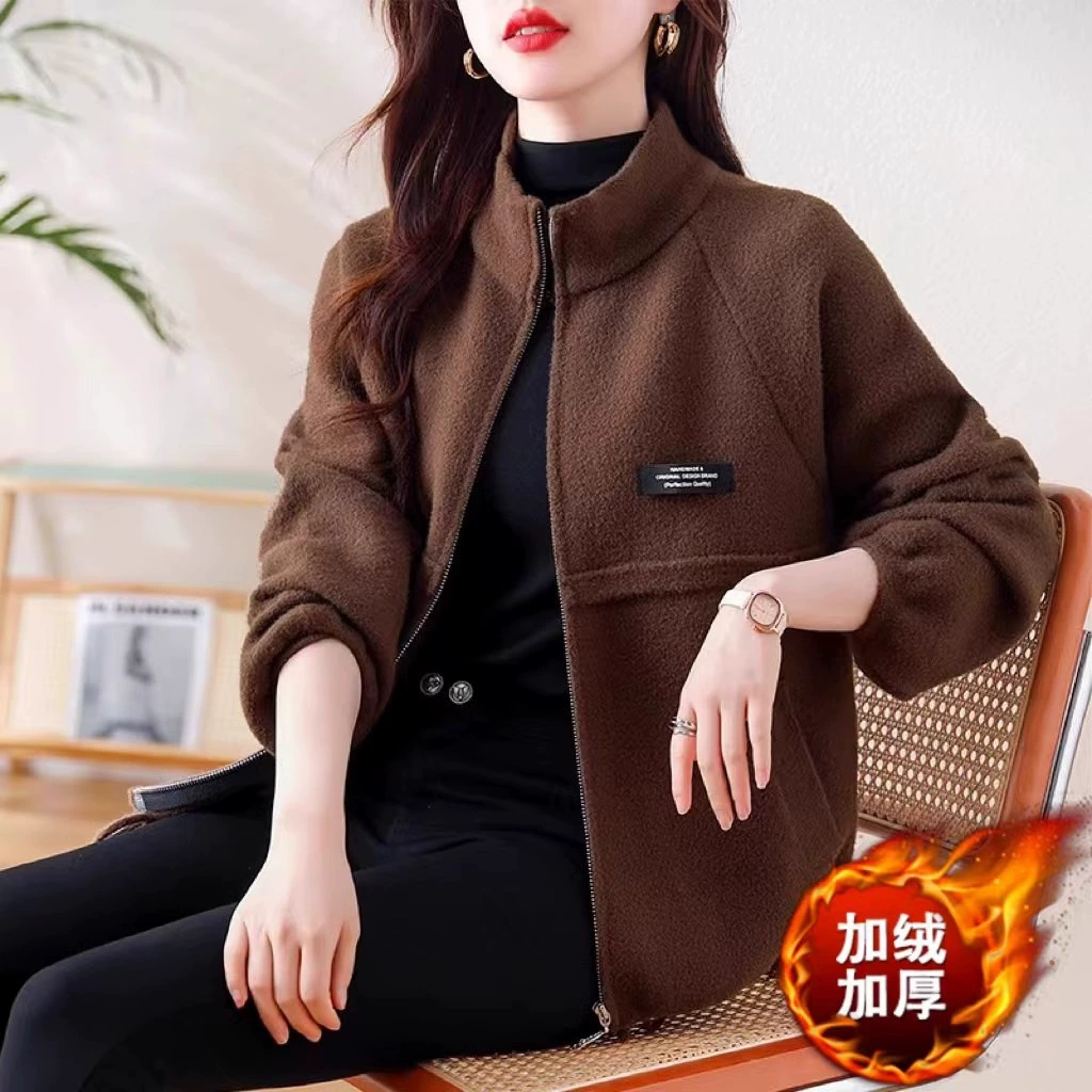 Новый бархатный бейсбольный костюм куртка короткая куртка женская осень-зима высокая талия утолщение тонкий маленький кардиган