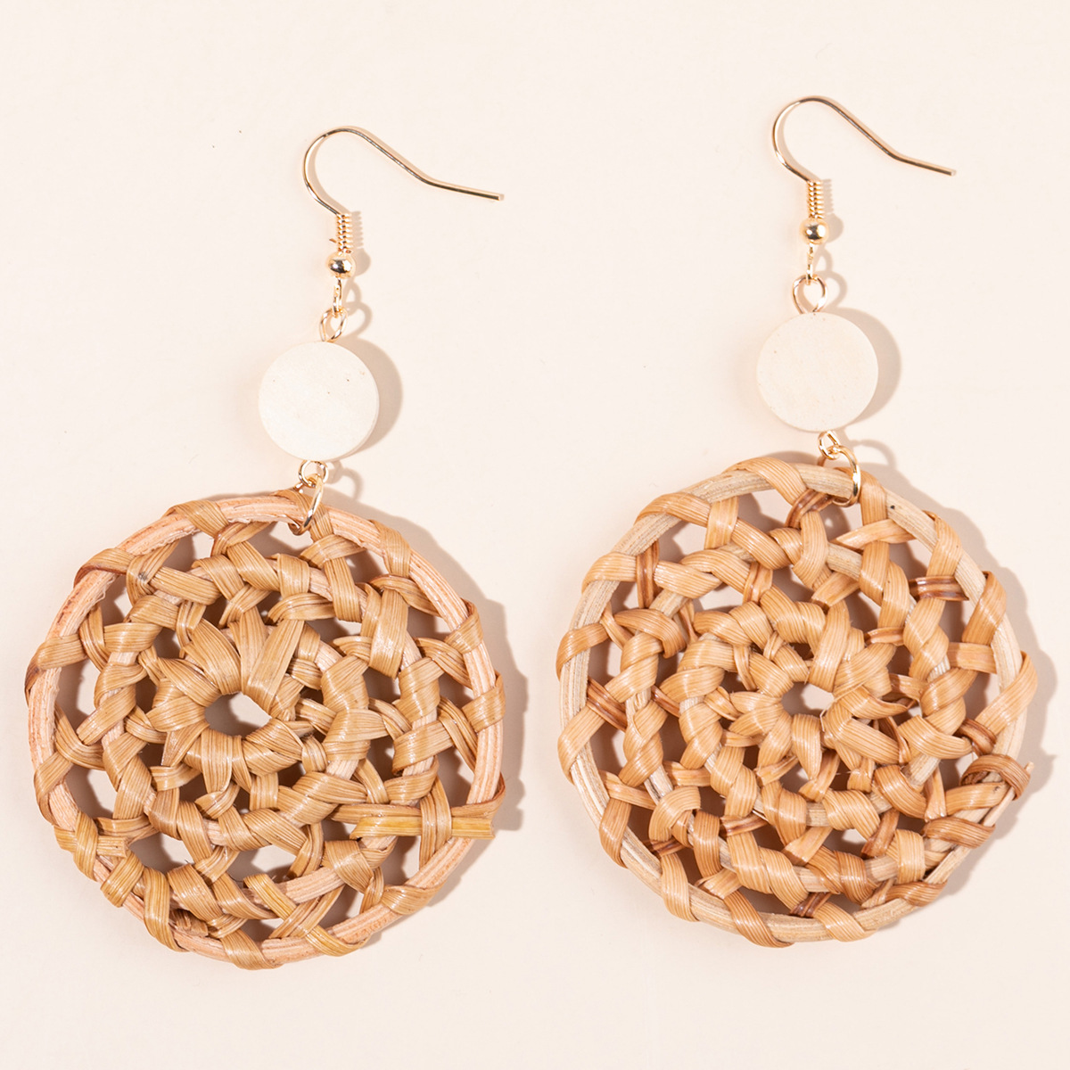 Vacation Solid Color Rattan Drop Earrings display picture 4