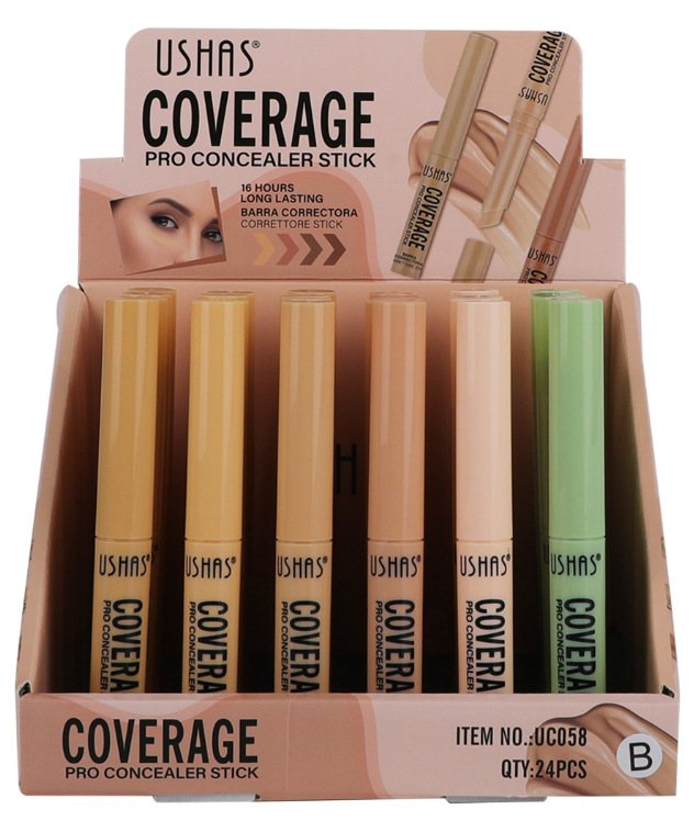 (caja de exhibición) USHAS varilla de protector transfronterizo de Europa y América, protector de maquillaje estereoscópico UC058A + B