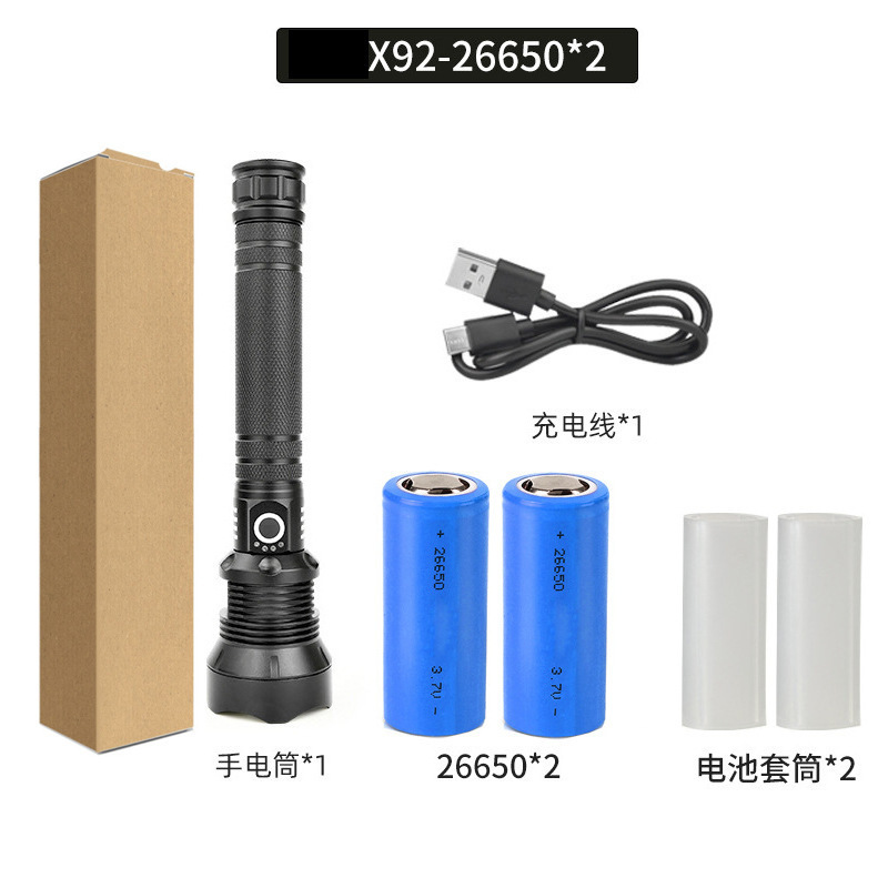 led手电筒强光爆亮镭射炮长续航工作灯户外充电便携多功能探照灯|undefined