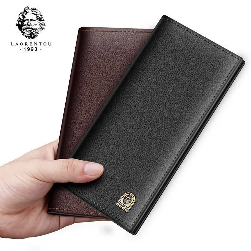 Новый мужской длинный кошелек 2025 года, тонкий кошелек из мягкой кожи, молодежный кошелек, кошелек из натуральной кожи первого слоя, с множеством отделений для карт