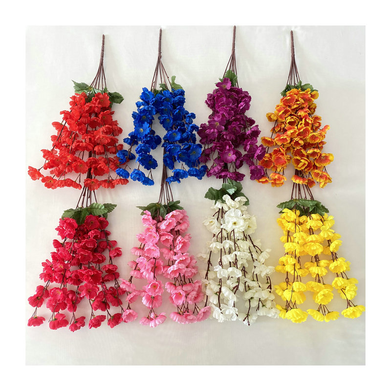 7-tenedor Flor de melocotón ingeniería jardinería conjunto flor artificial Flor de seda boda decoración interior mango artificial Flor de melocotón venta al por mayor