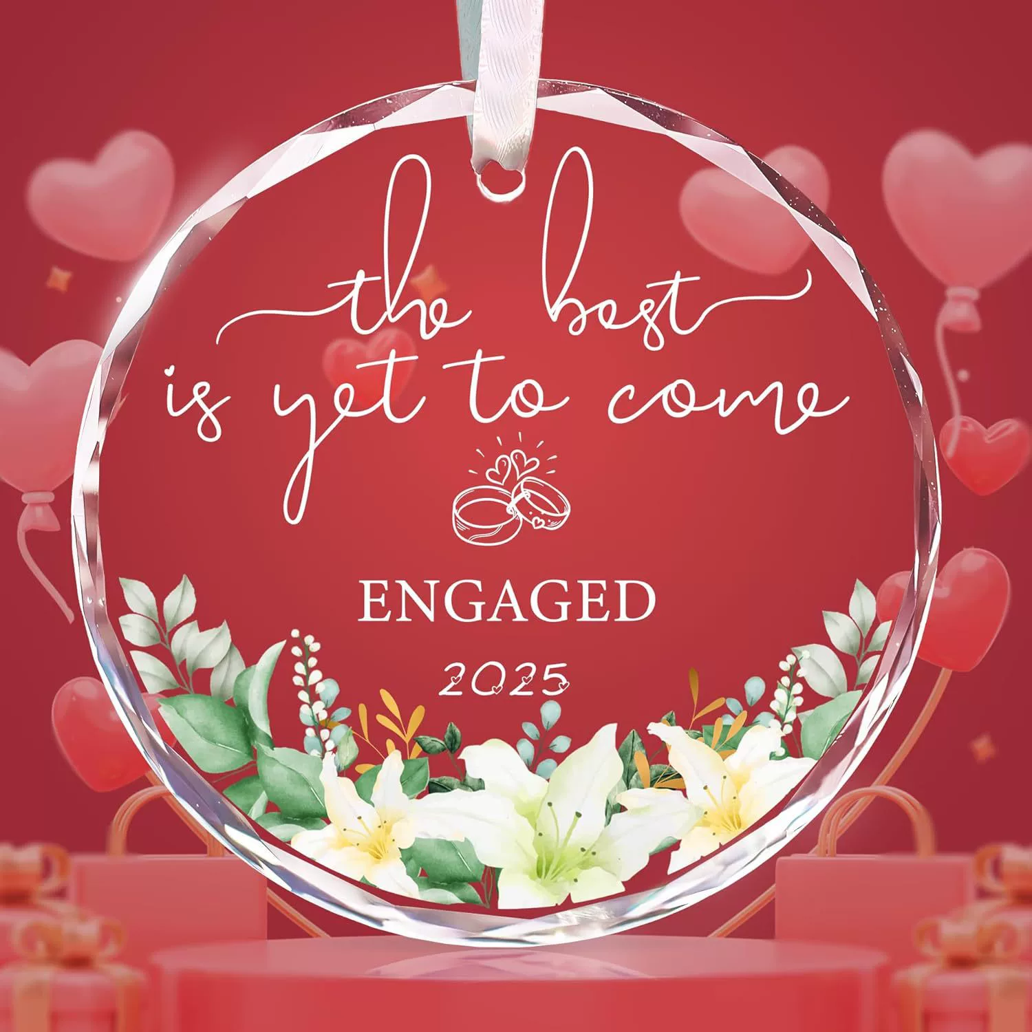 2025 Подарок для пары "Мистер и Миссис" на помолвку - Наше первое рождественское украшение из хрусталя