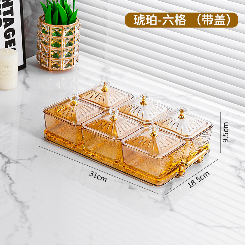 INS Luz de lujo vidrio dividido plato de fruta snack caramelo fruta seca snack placa sala de estar hogar comercial KTV DE ALTO aspecto