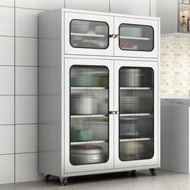 不锈钢厨房碗柜餐边柜家用多功能橱柜可移动餐厅储物柜锅具收纳柜