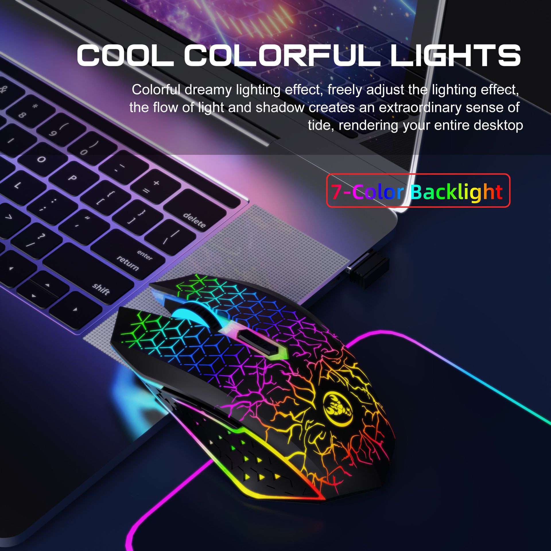New T34 dual-mode wireless mouse with 2.4G+BT5.2 colorful LED 6D built-in 500mA battery_voghion.com