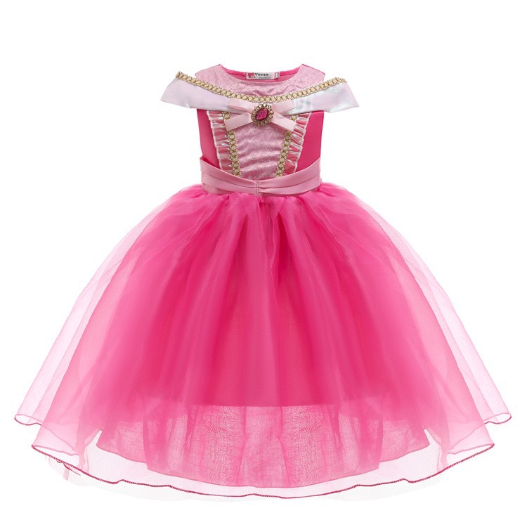 2026 Children's Day Frozen Princess Aurora Short-Sleeve Dress for Girls, Stylish Mesh Dress for Birthday Performance
