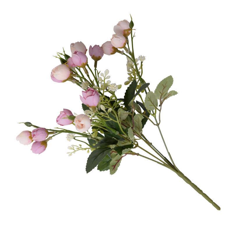 Artificial rosa azul y verde brote manojo flor artificial Home Hotel decoración de la boda flor artificial Flor de seda