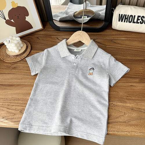 2024 summer children's clothing boys children's elastic mesh breathable middle children short-sleeved T-shirt tops polo shirt wholesale