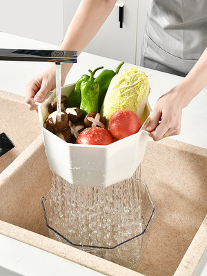 fruit Vegetables kitchen Storage double-deck Leach basket household Northern Europe Simplicity Dishes Leach basket Plastic Trays