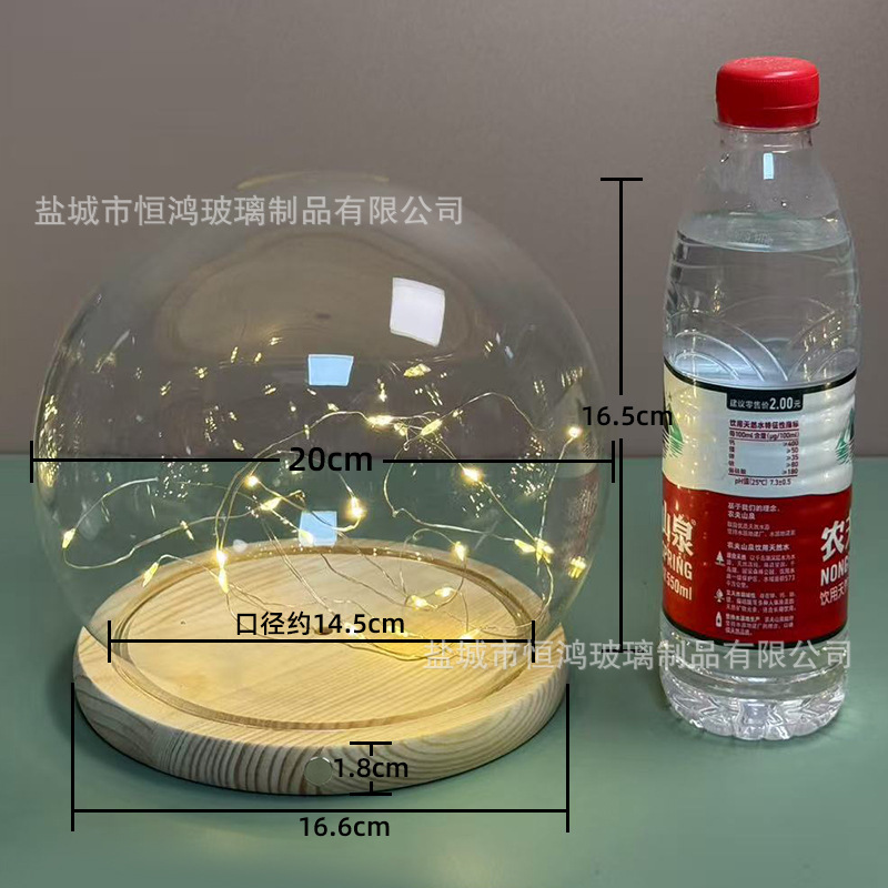 海胆永生花干花侧面触摸开关玻璃罩子底座带灯展示盒手办创意|undefined