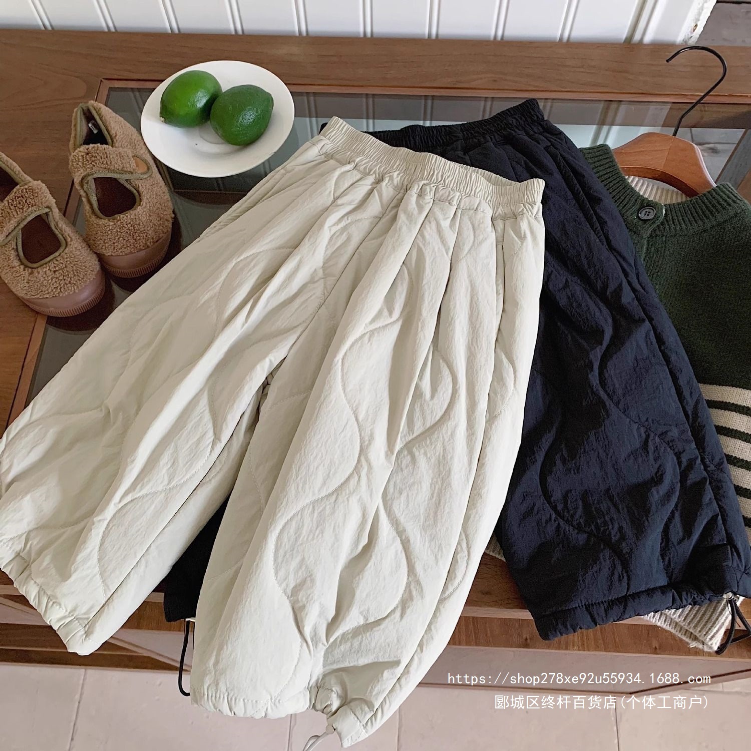 儿童棉裤秋冬款2026新款宝宝休闲裤绗线防风宽松男童直筒百搭长裤
