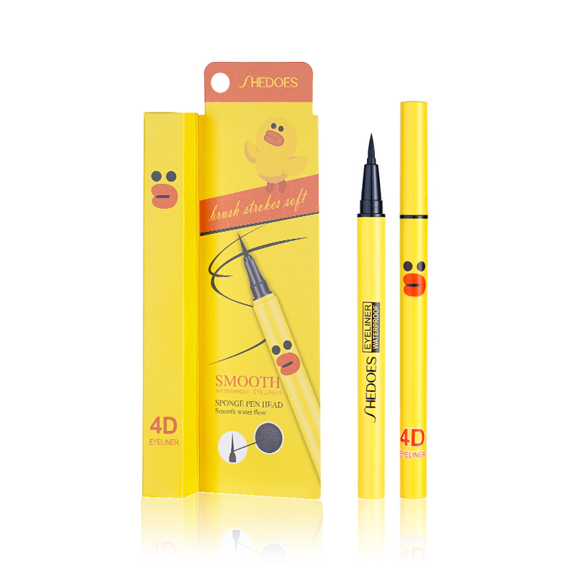 Shedoes de dibujos animados transfronterizos para principiantes pato amarillo lindo oso impermeable rápido seco negro duro lápiz de ojos