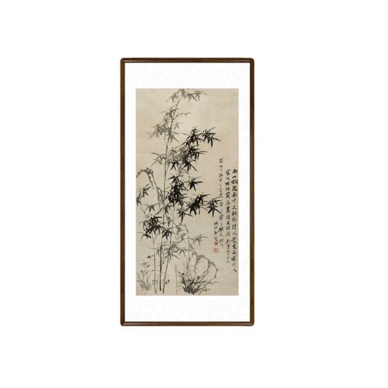 Зэн Банцяо Бамбук Камень орхидея гортензия Китайская живопись ink painting Новый китайский стиль гостиная бамбуковая декорация каллиграфия и живопись вход вертикальная подвесная картина