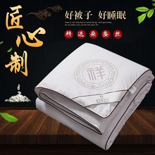 恒源样蚕丝被亲肤棉回字格春秋被冬被子母被单双人被芯提花蚕丝被