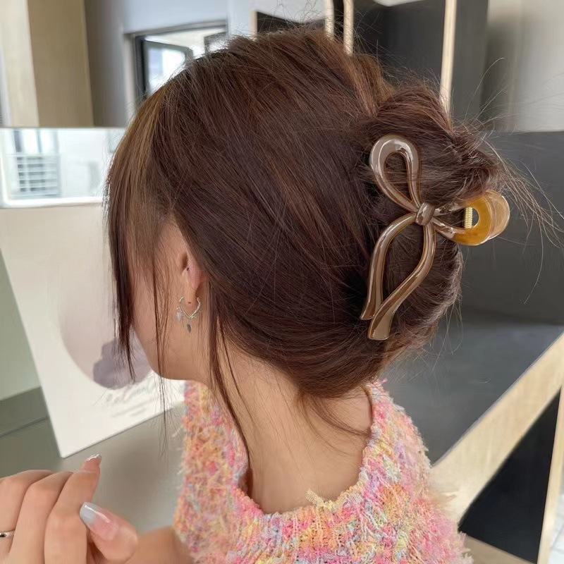 Corée du Sud Nouvelle élégante petite épingle à cheveux transparente en acrylique à texture de gelée fraîche style dame plaque de nœud pince à cheveux_voghion.com