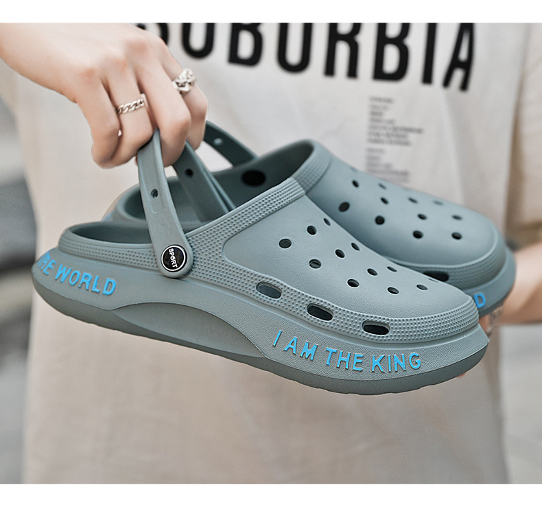 Loch Schuhe Herren Sommer Neue Dicke Sohlen Oberbekleidung Baotou Hausschuhe Rutschfeste Herren Sandalen Strandschuhe Sandale_voghion.com