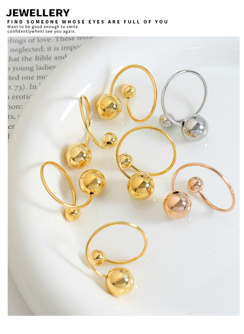 Titanium Steel Bead Ring For Women, Versatile Designer Ring_voghion.com