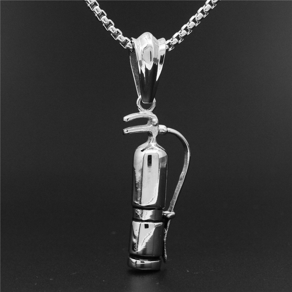 Nouveau minimaliste titane acier pendentif extincteur collier créatif clavicule cou chaîne cadeau droit_voghion.com